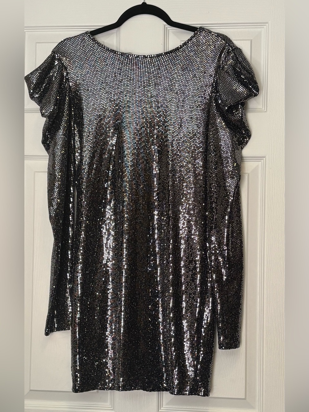 Sparkling Black Sequin V-Neck short dress